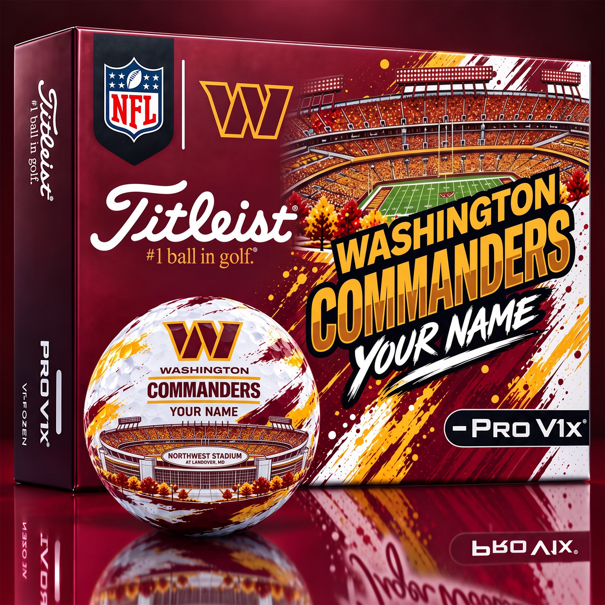WC x Personalized NFL Team Home Stadium Edition Golf Balls Set
