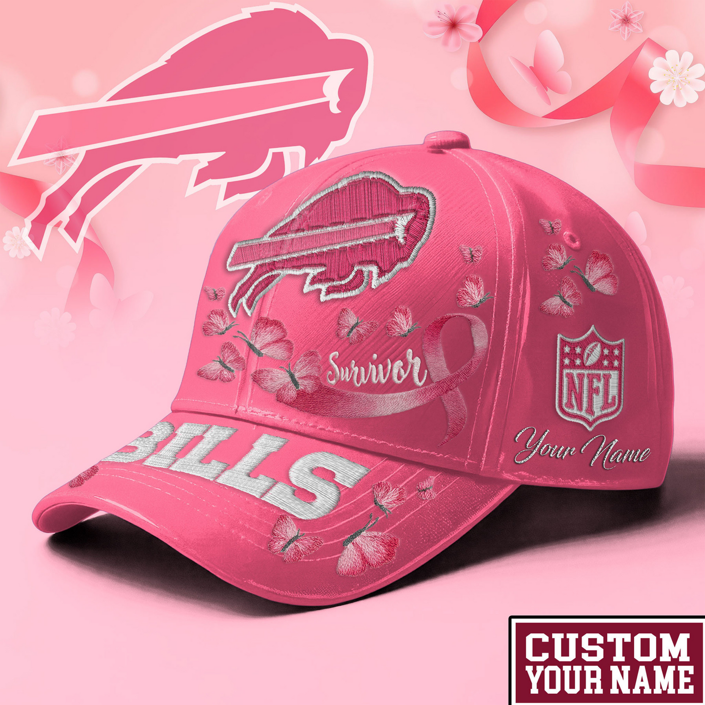 PREMIUM NFL X BUF EXCLUSIVE  BREAST CANCER SURVIOR CAP