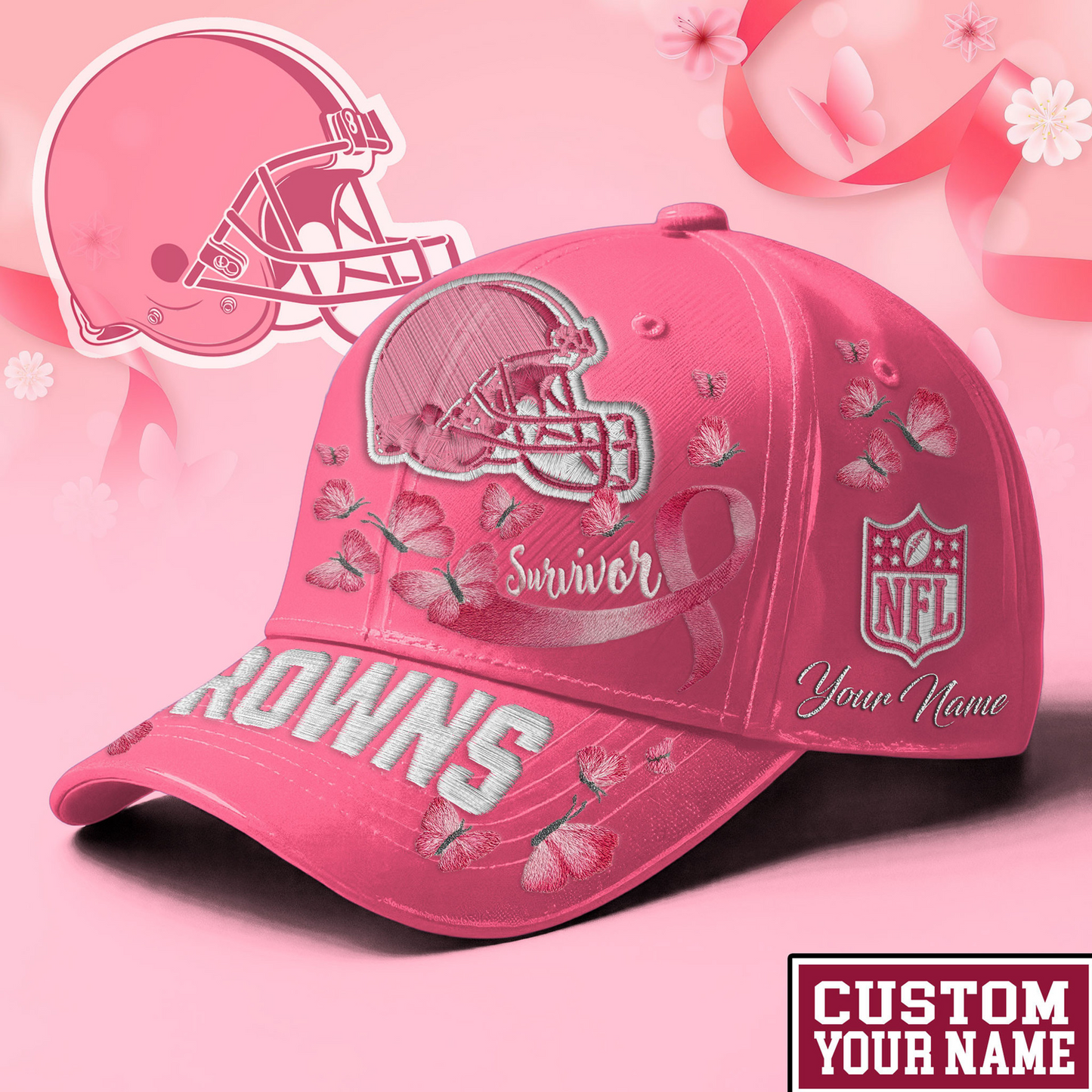 PREMIUM NFL X CLE EXCLUSIVE  BREAST CANCER SURVIOR CAP