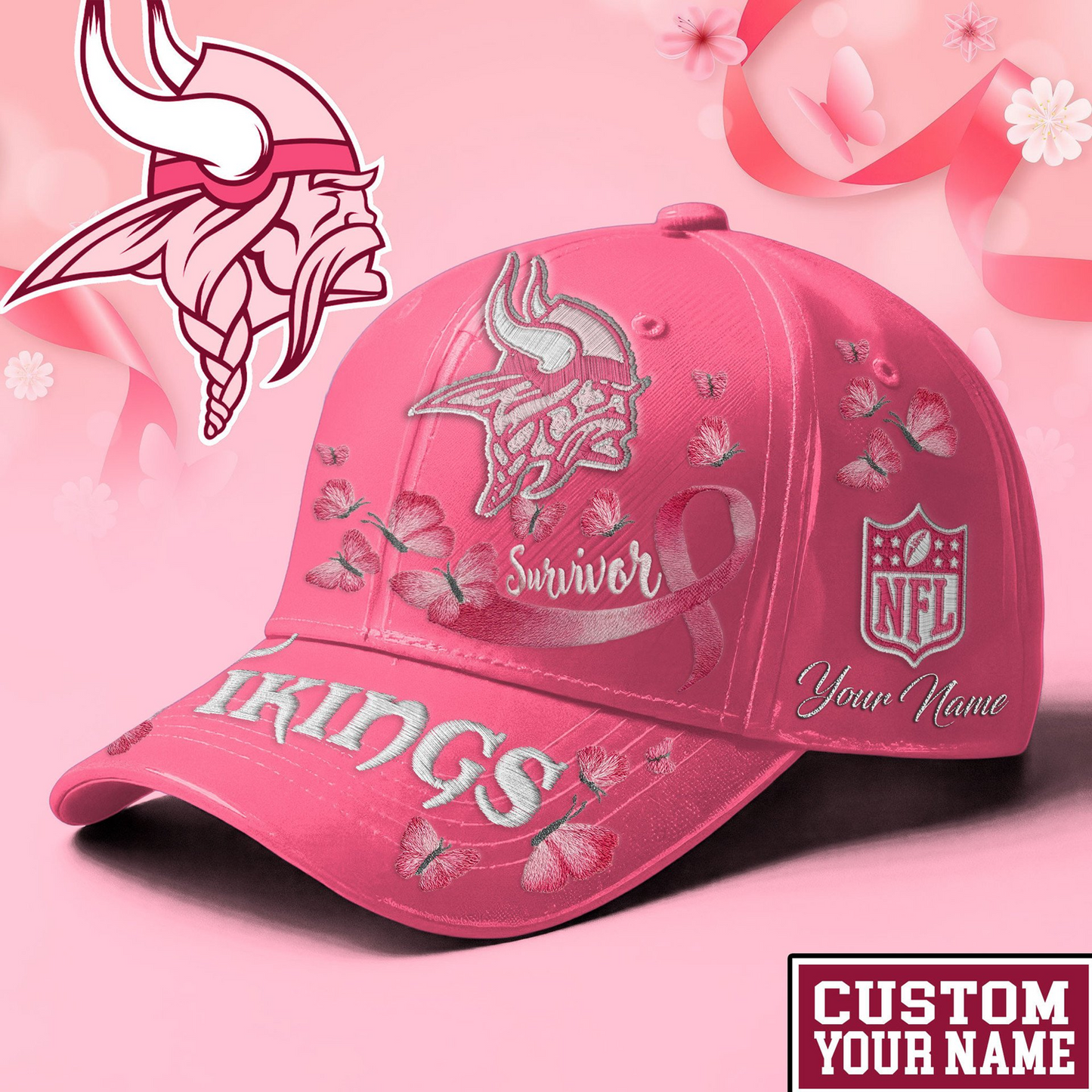 PREMIUM NFL X VIKI EXCLUSIVE  BREAST CANCER SURVIOR CAP