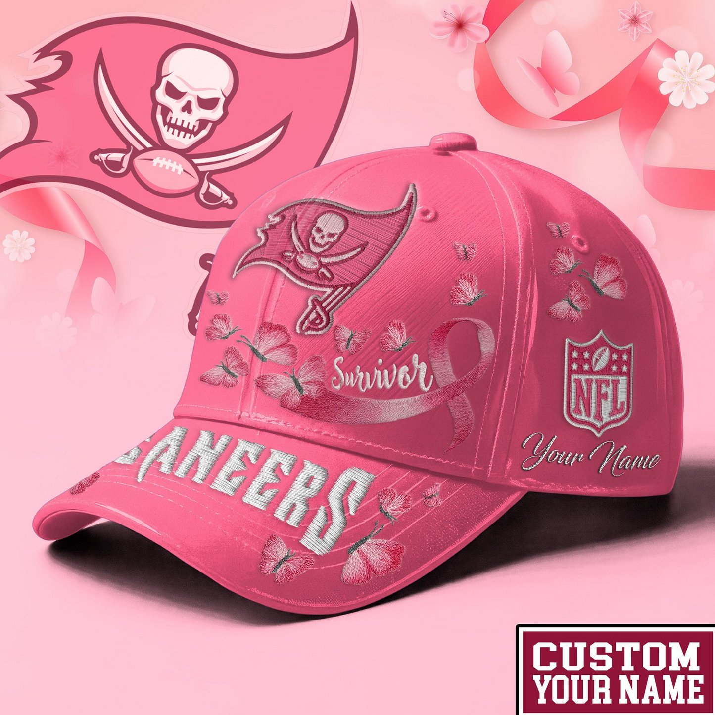 PREMIUM NFL X TB  EXCLUSIVE  BREAST CANCER SURVIOR CAP